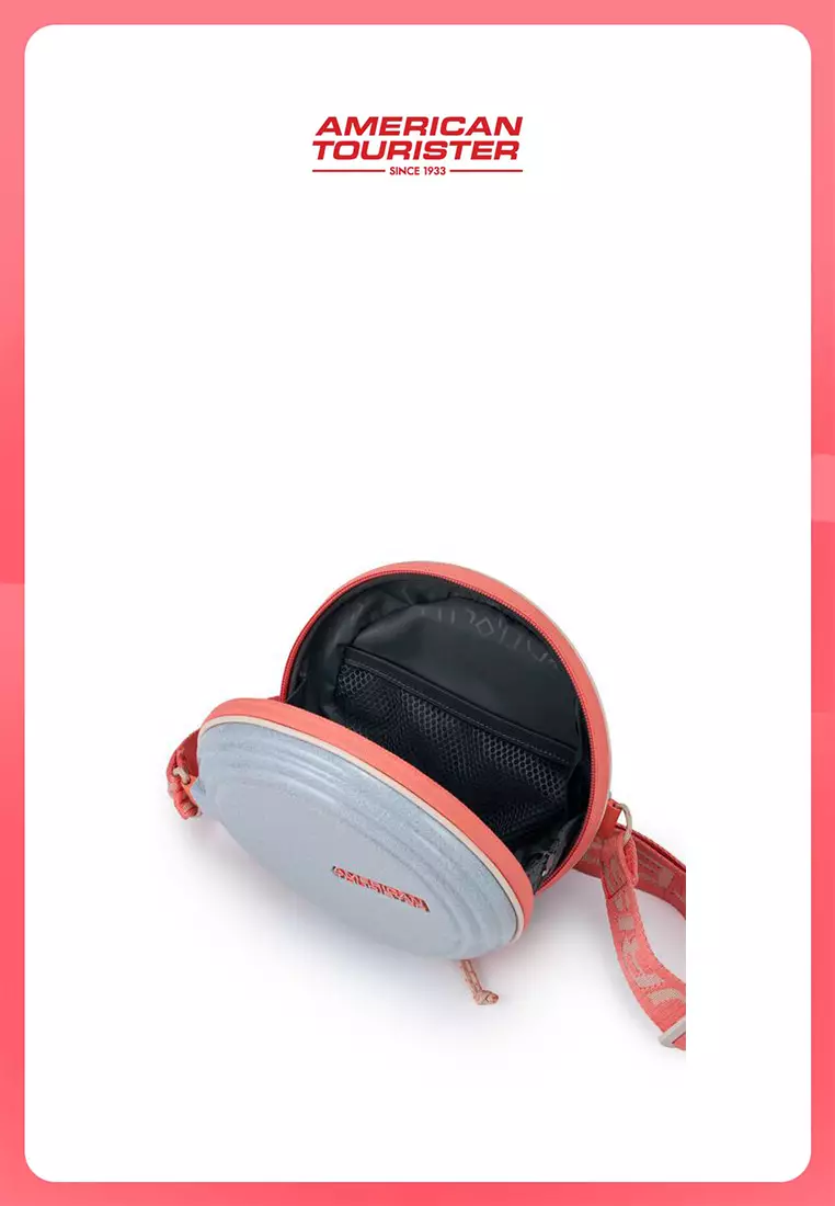 American Tourister Rollio U Mini Crossbody Bag - Silver Glitter/Salmon
