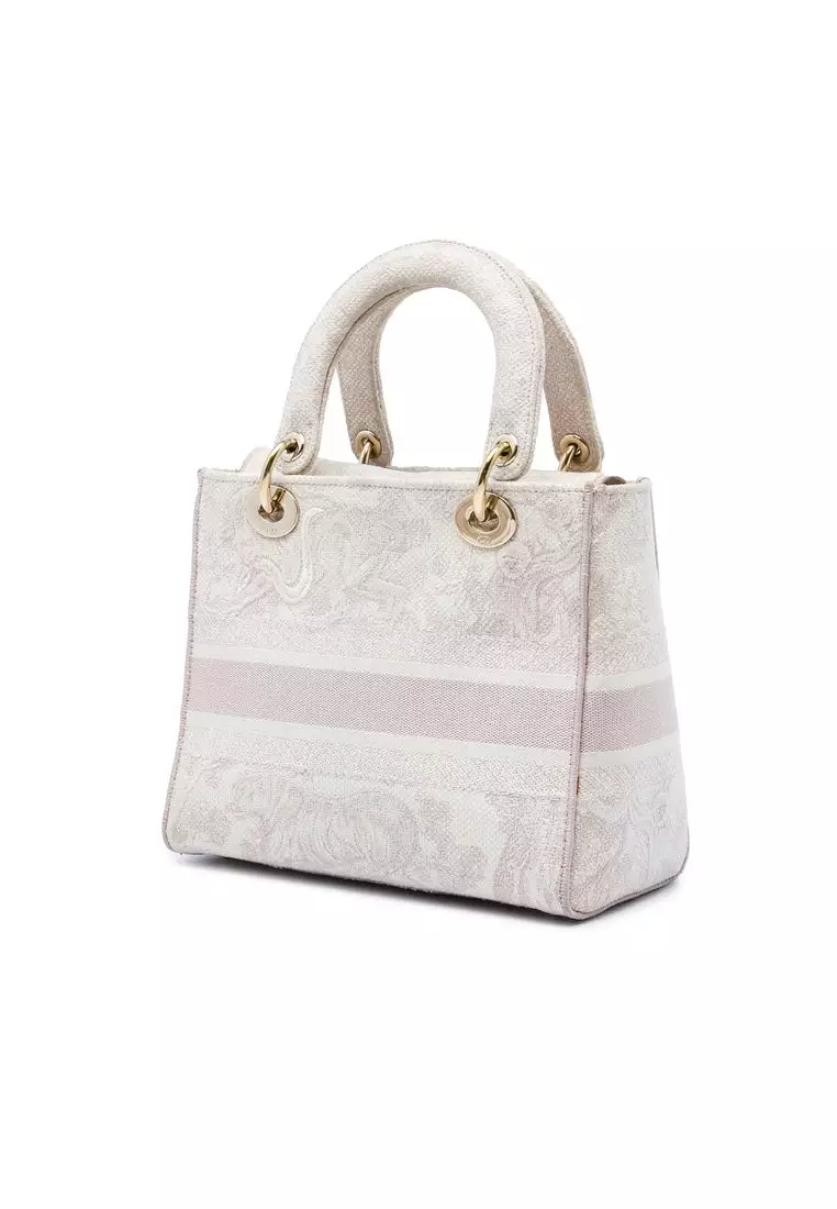 Pre-Loved Dior Medium Embroidered Canvas Toile De Jouy Lady D Lite