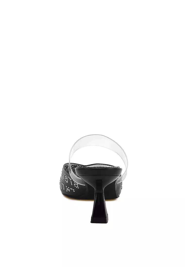 Sepatu Hak Kucing Ujung Runcing Warna Hitam