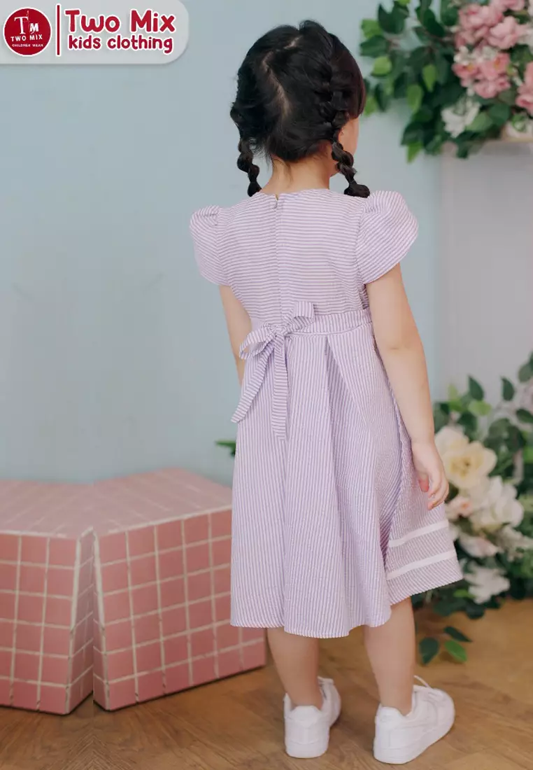 Two Mix - Jenie Baju Dress Anak Cewek Perempuan Lebaran 1-12 Tahun 4394 Lilac