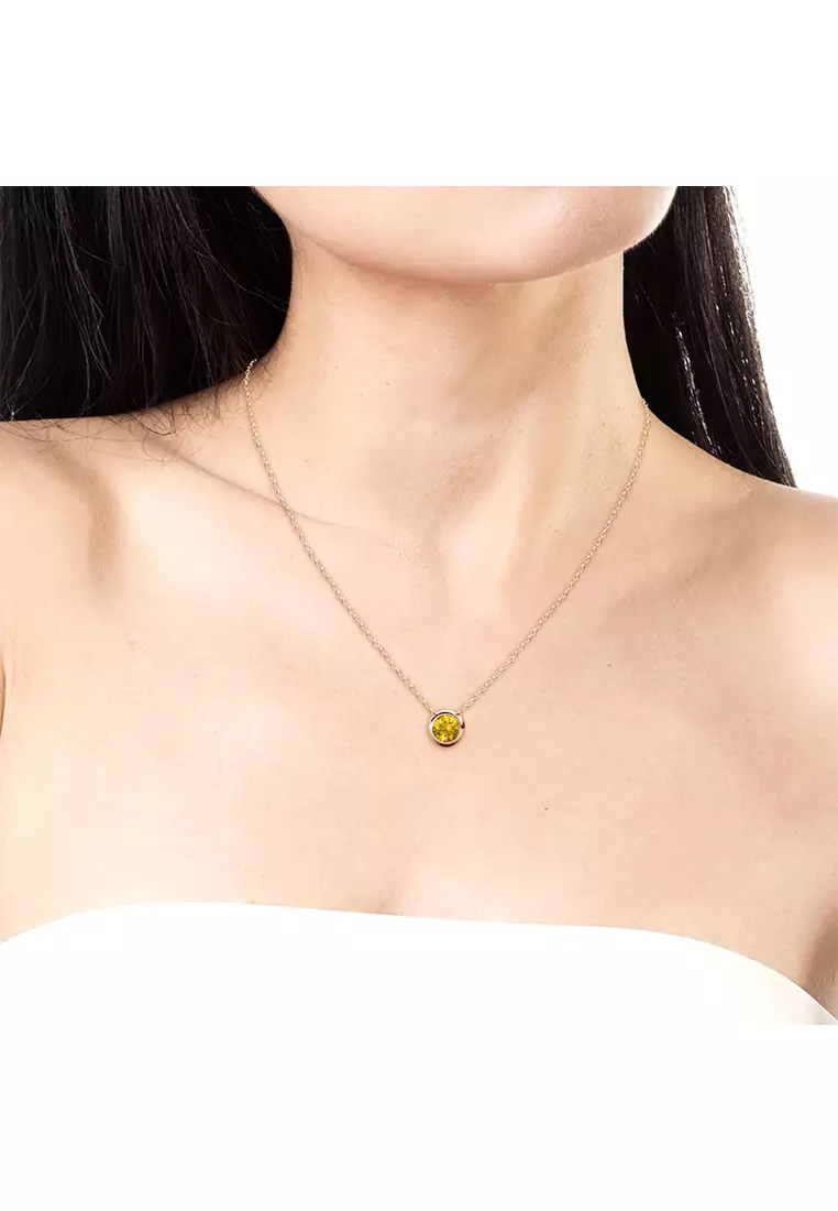 Birth Stone Moon Pendant November Citrine RG - Kalung Crystal Swarovski by Her Jewellery