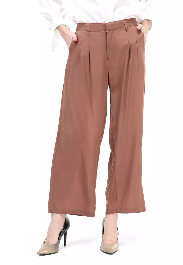 Sasha Loose Pants Celana Panjang Bawahan Wanita Premium Quality - Choco