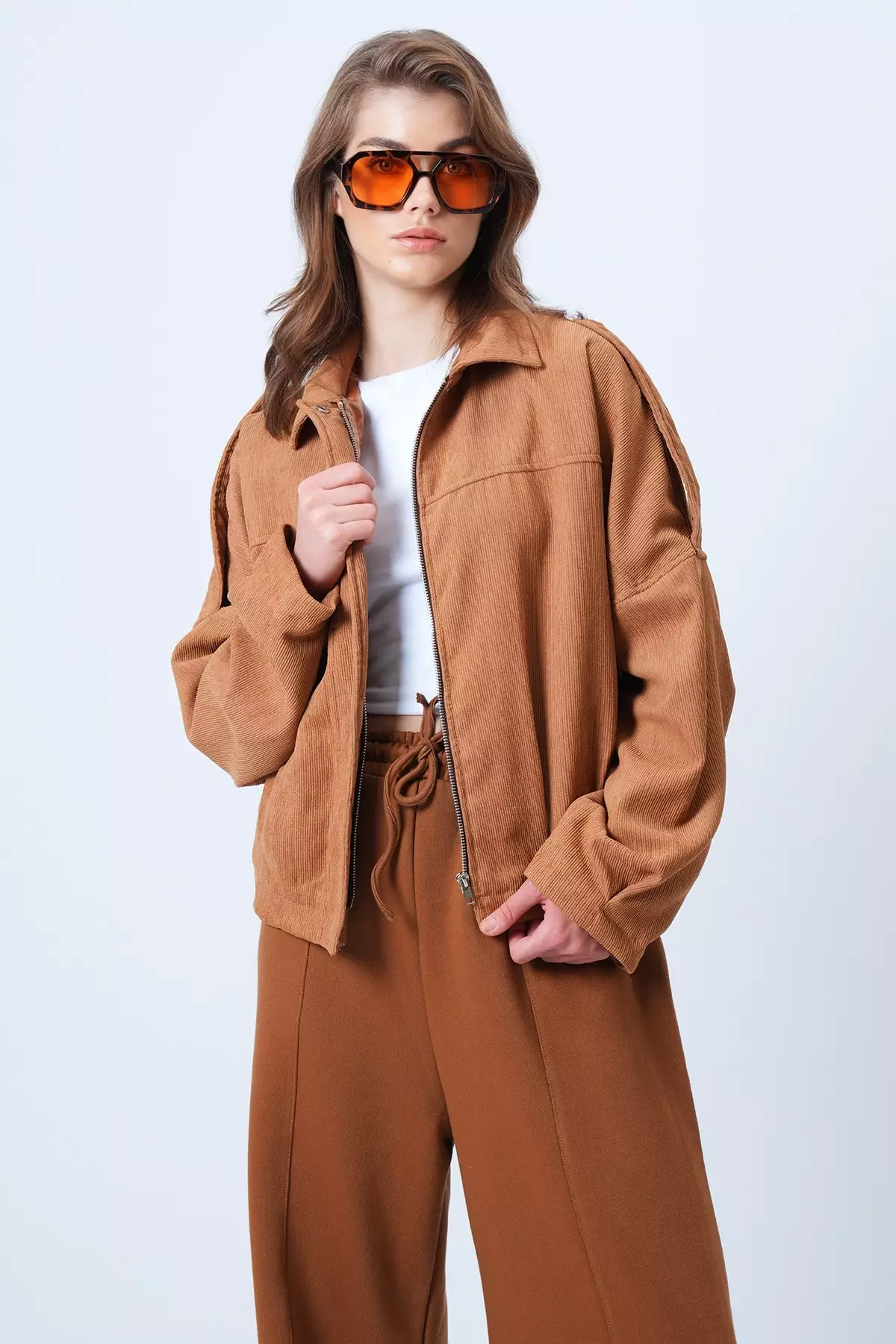 Taba Shoulder Epaulettes Lined Velvet Bomber Jacket Alc-X14617