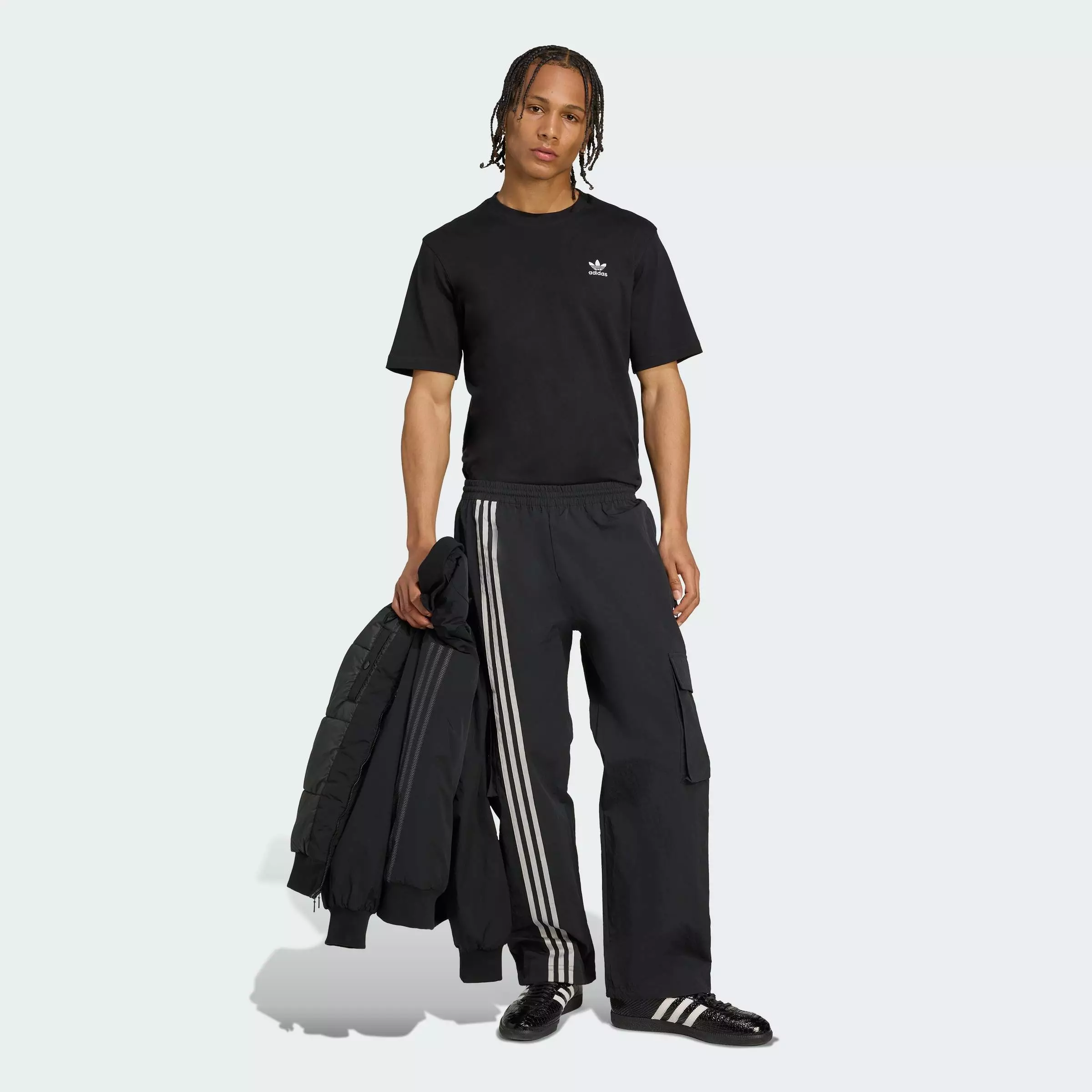 Lifestyle Front Stripes Woven Cargo Pants Men Black JV9892