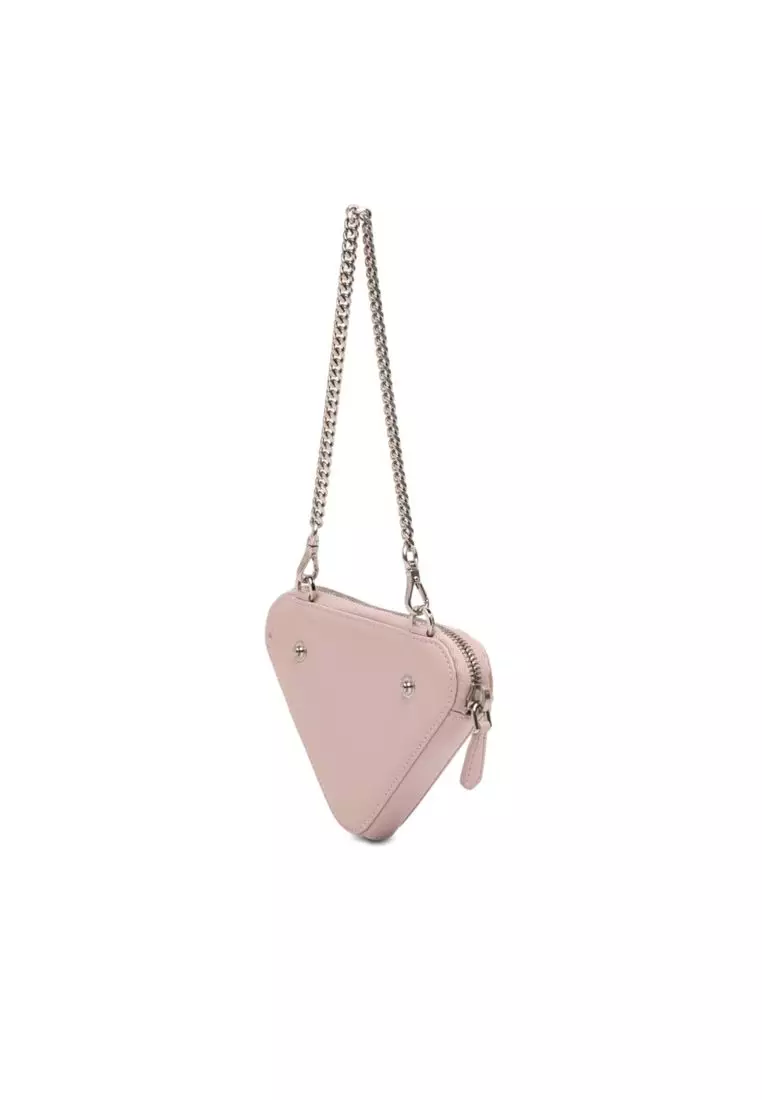 Pre-Loved Prada Mini Crystal Embellished Satin And Leather Triangle Pouch