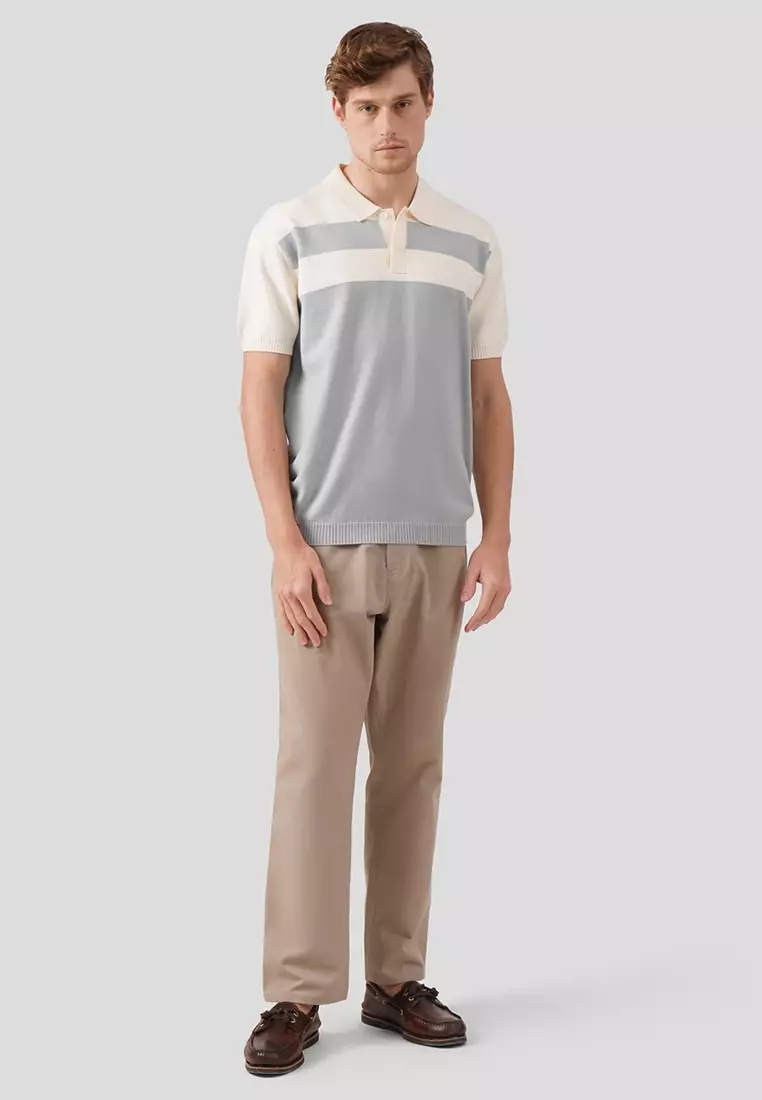 Regular Fit Color-Block Polo Shirt In Flat Knit