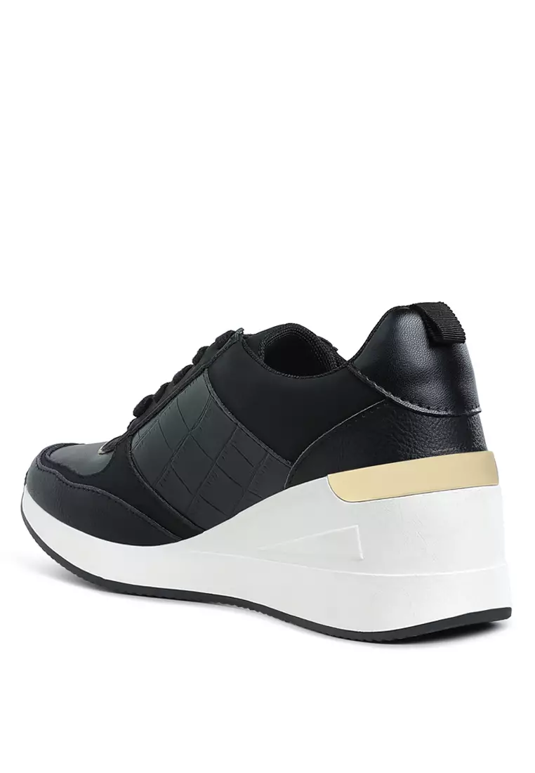 Chunky Wedge Heel Sneaker in Black