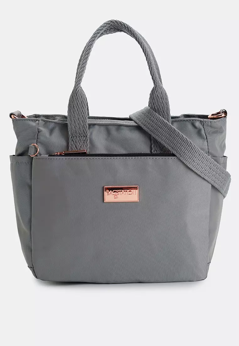 Rose Gold Series Crinkle Nylon Convertible Top Handle Bag