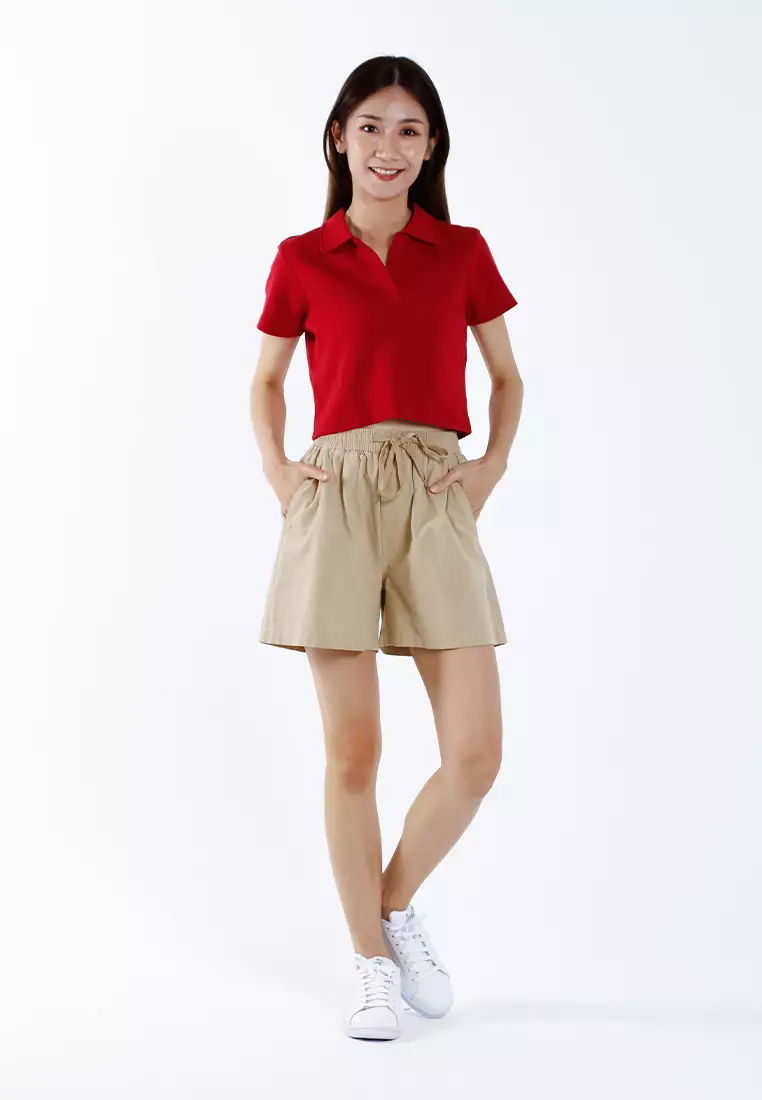 Forest Ladies Casual Cotton Short Pants Women Plain Drawstring Shorts - 865108-16LtKhaki