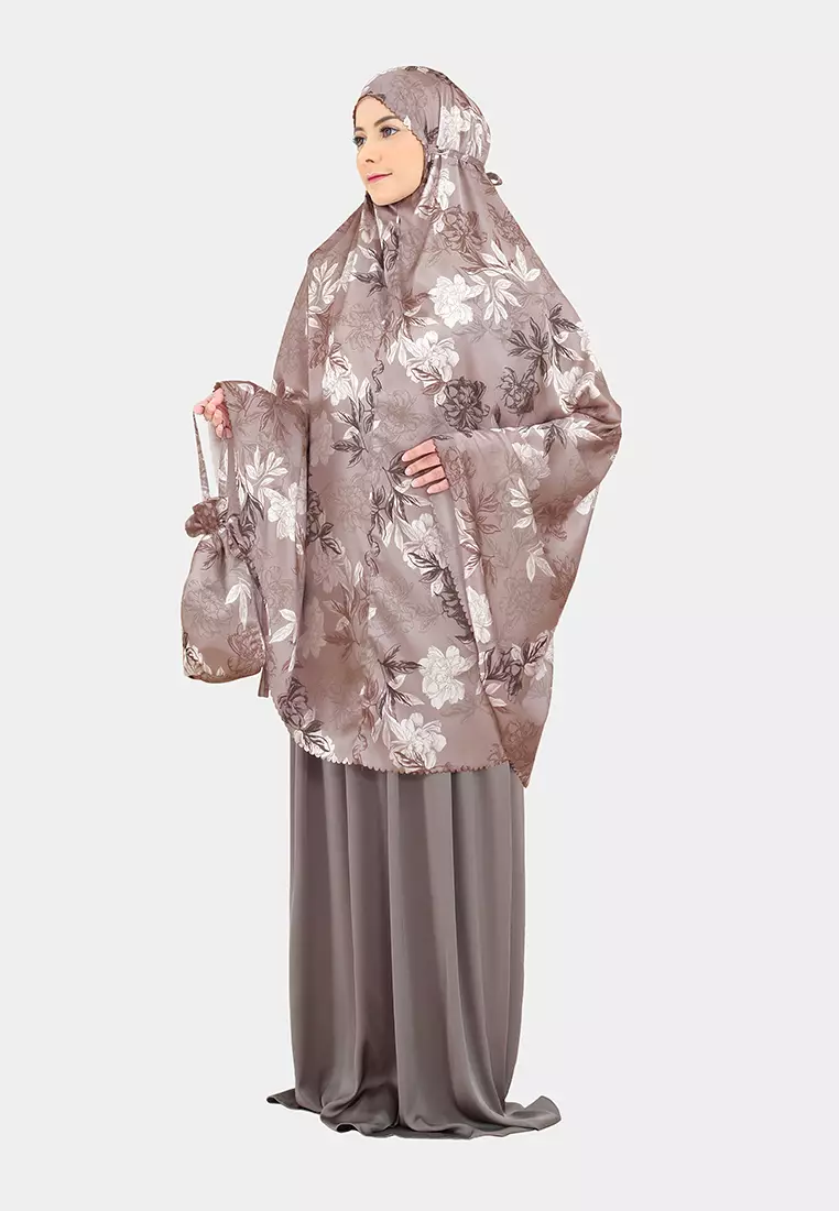 Kaffa Prayer Set | Mukena Silk Motif 2in1 - Toast Macchiato