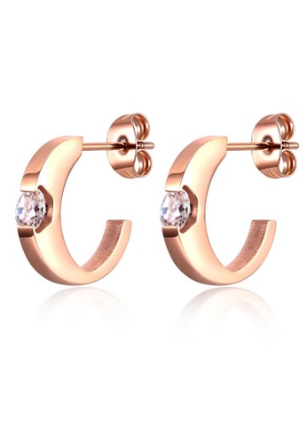Air Jewellery gold Luxurious Circle With Diamond Earring In Rose Gold 25E17AC386C30CGS_1