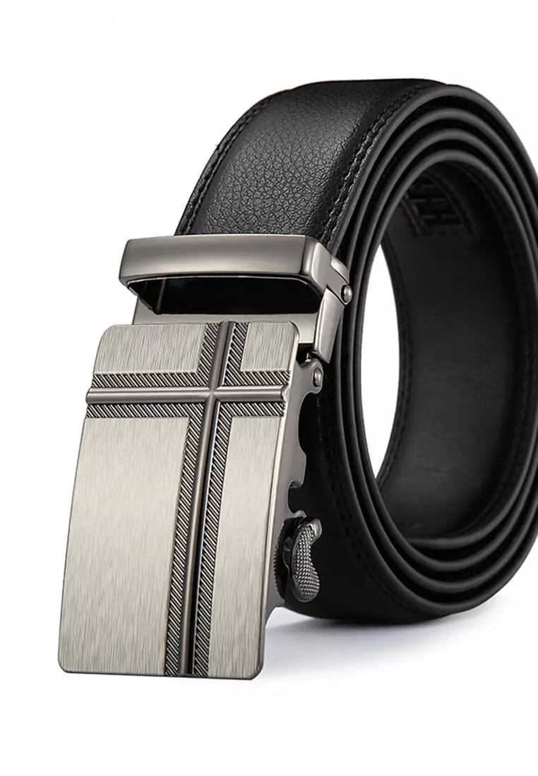 Twenty Eight Shoes Cross Embossed Automatic Buckle Leather Belt JW