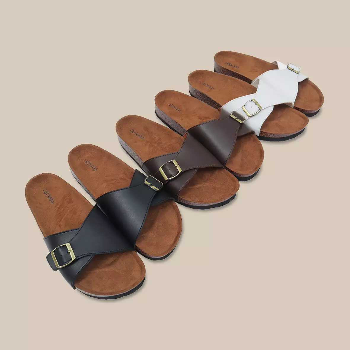 Urnam Sendal Flat Wanita Kasual Anti Slip Nyaman - Brown