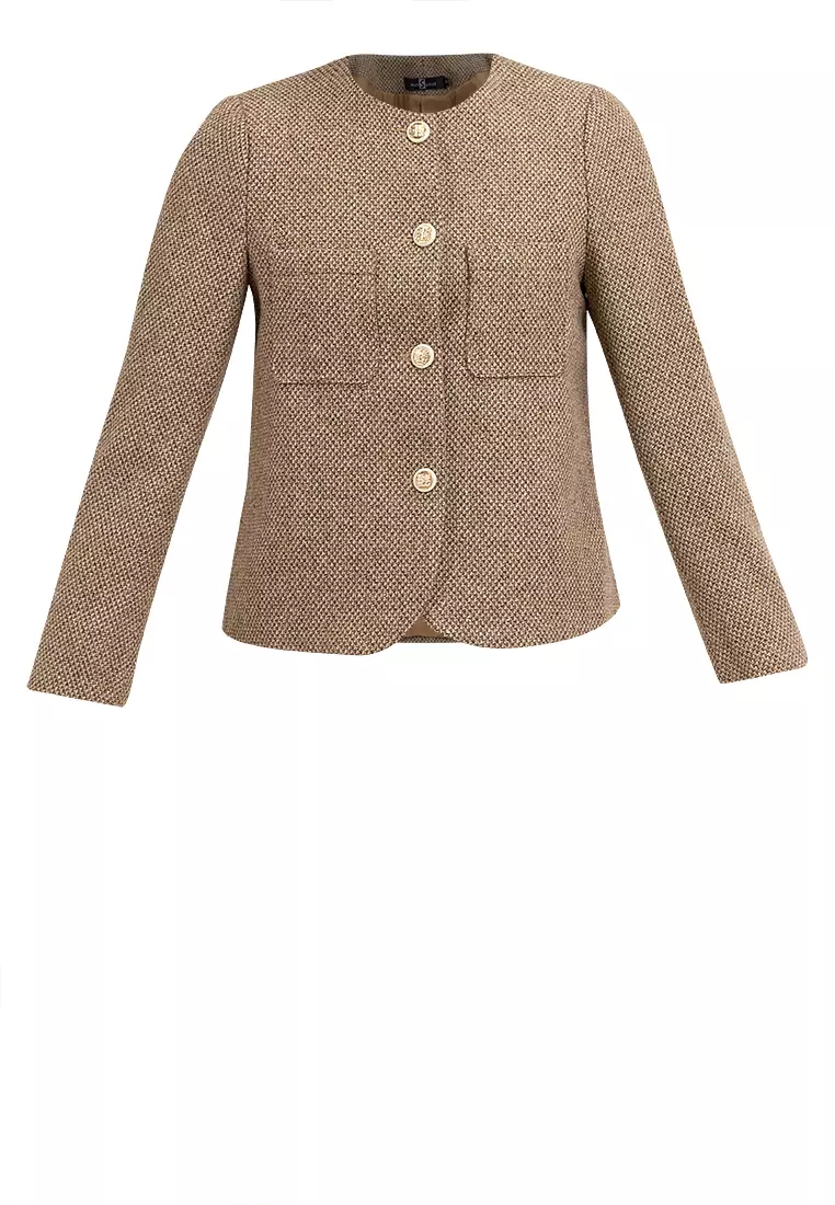 Collarless Tweed Blazer