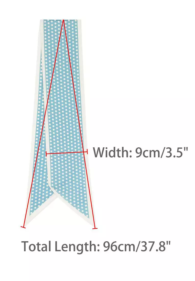 Aksesoris Wanita Polka Dots Twilly Skinny Multi purpose Scarf Aqua Mint 
