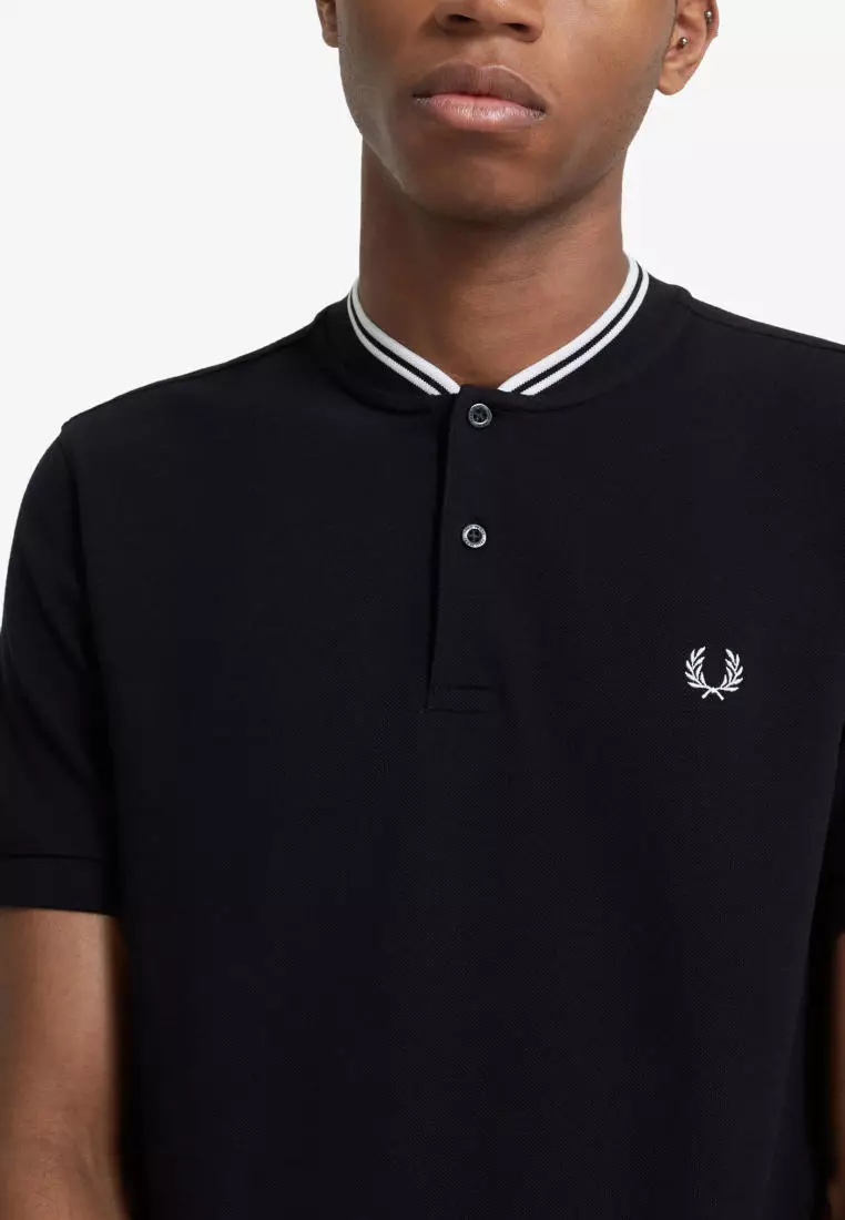 Fred Perry M4526 Bomber Collar Pique Shirt (Black)