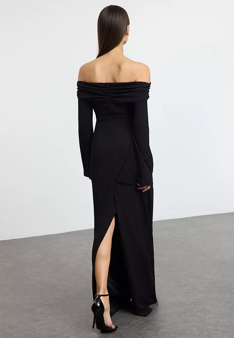 Carmen Neckline Long Stylish Evening Dress