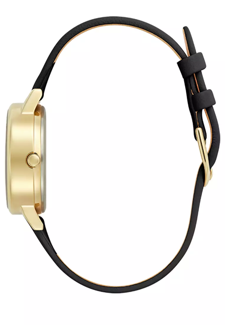 Olivia Burton 3D Flower Tonal Dial Black GP Leather Strap 30mm - 24000222