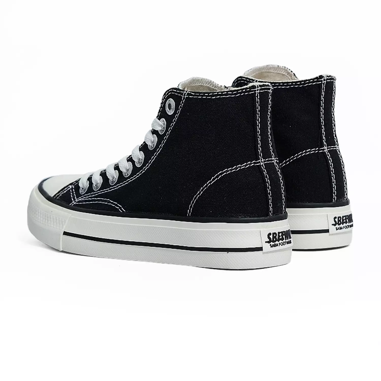 SABA Vintage High Black White LX - Sepatu Sneakers Casual Pria Wanita