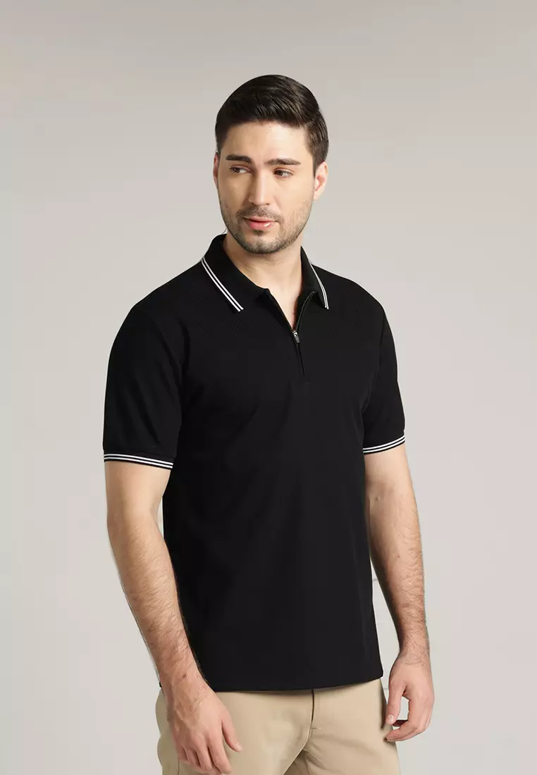 MOC - Kaos Polo Pria Lengan Pendek Derby - Black