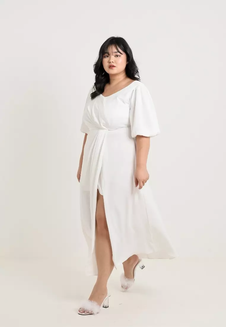 Plus Size Party Dress Arielle Broken White