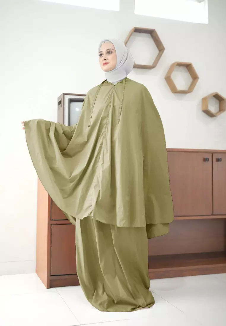Zalwa Prayer Set | Mukena Travel Polos Resleting 2in1 | Mukena Dewasa - Green Olive