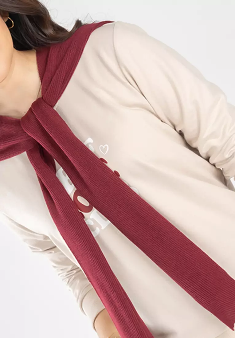 C2 Shazia Khaki Sweater Rajut Syal Wanita