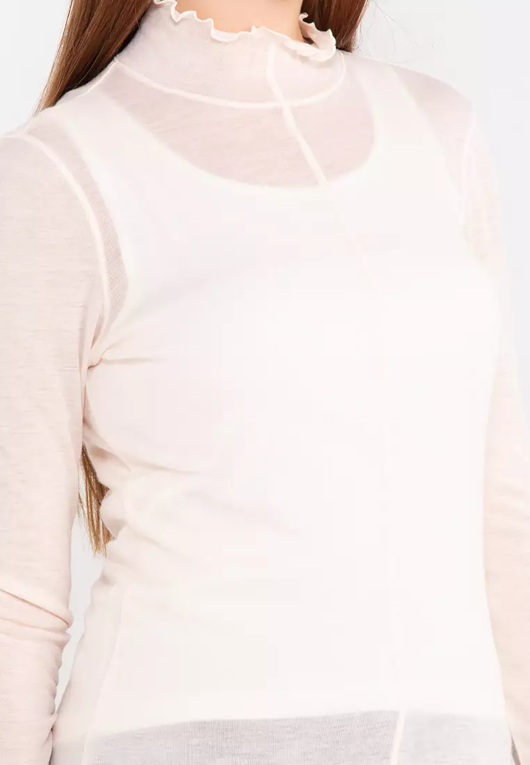 Tight white turtleneck top cheap