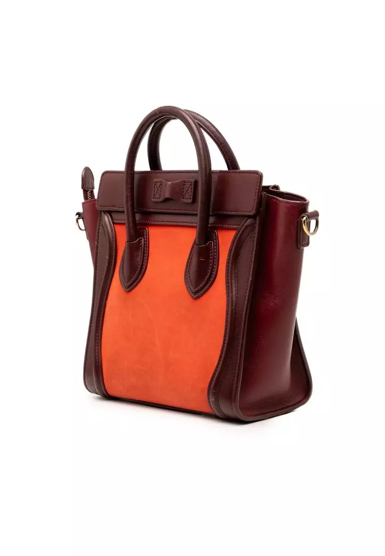 Pre-Loved Celine Nano Tricolor Nubuck And Calfskin Luggage Tote