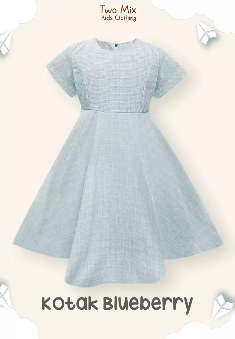 Two Mix - Elsa Dress Anak Perempuan Lebaran - Gaun Anak Cantik Fashion 1-2 Tahun 4395 Blueberry