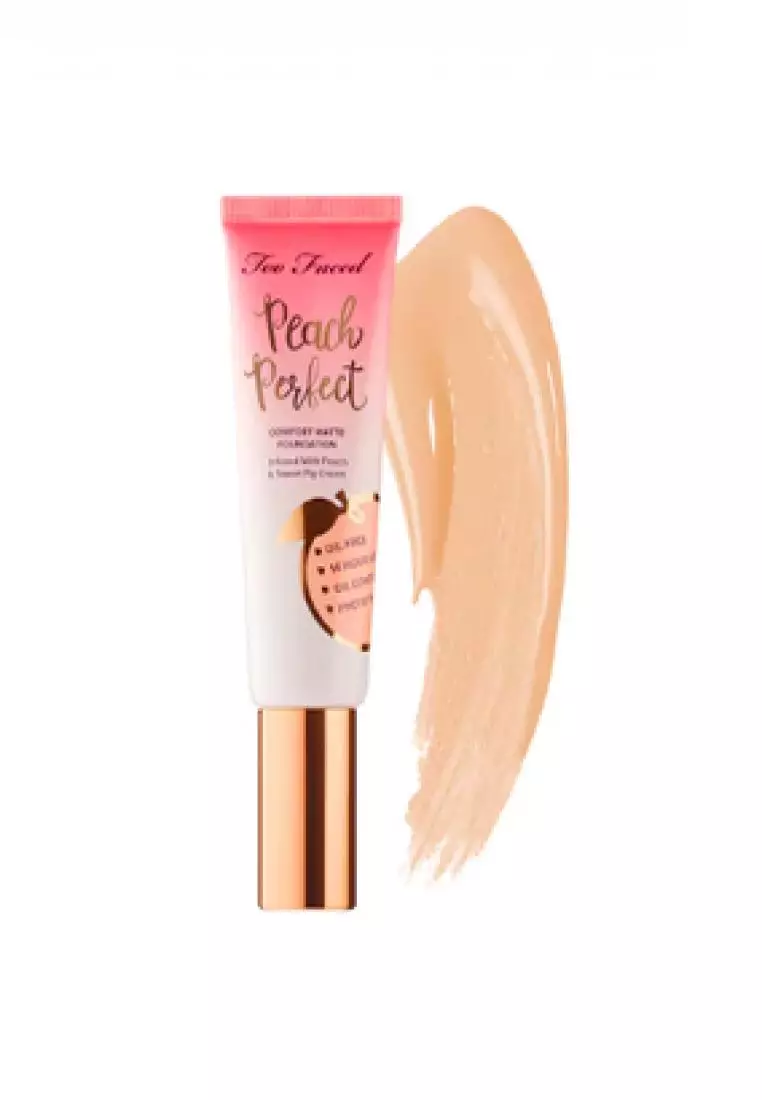 Too Faced Peach Perfect Comfort Matte Foundation - (Warm Nude) light with golden undertones (48ml)