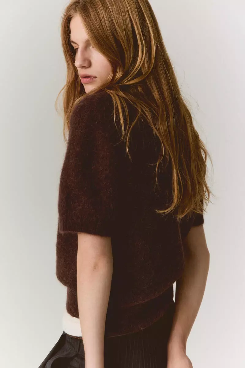 Alpaca-blend polo shirt