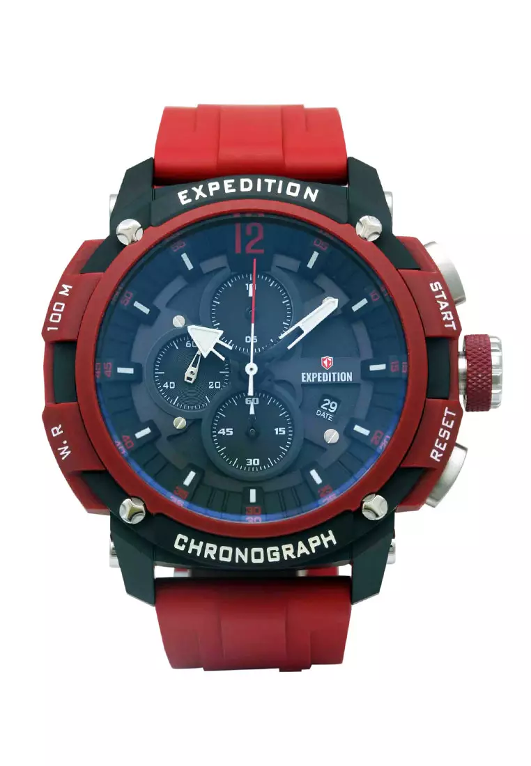 Jual Expedition Expedition Jam Tangan Pria Red Black Rubber Strap
