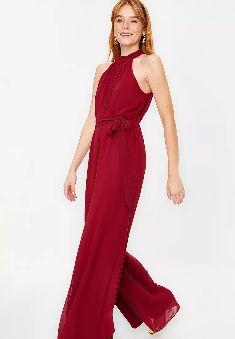 Belted Chiffon Jumpsuit