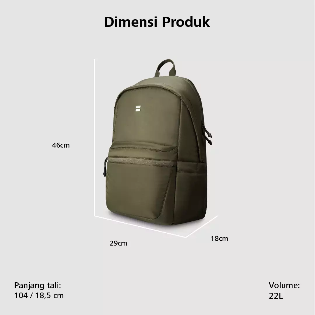 Leroy Laptop Backpack 15-Inch Tas Ransel Kerja Kuliah Sekolah Praktis - Olive