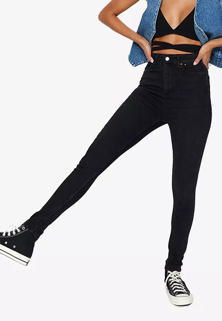 Buy Topshop women petite elastic high waist legging black Online