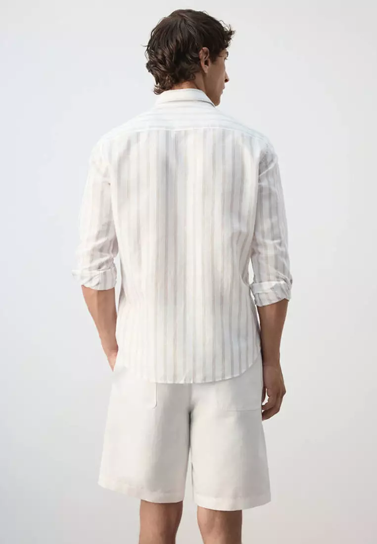 Linen-Cotton Blend Stripe Shirt