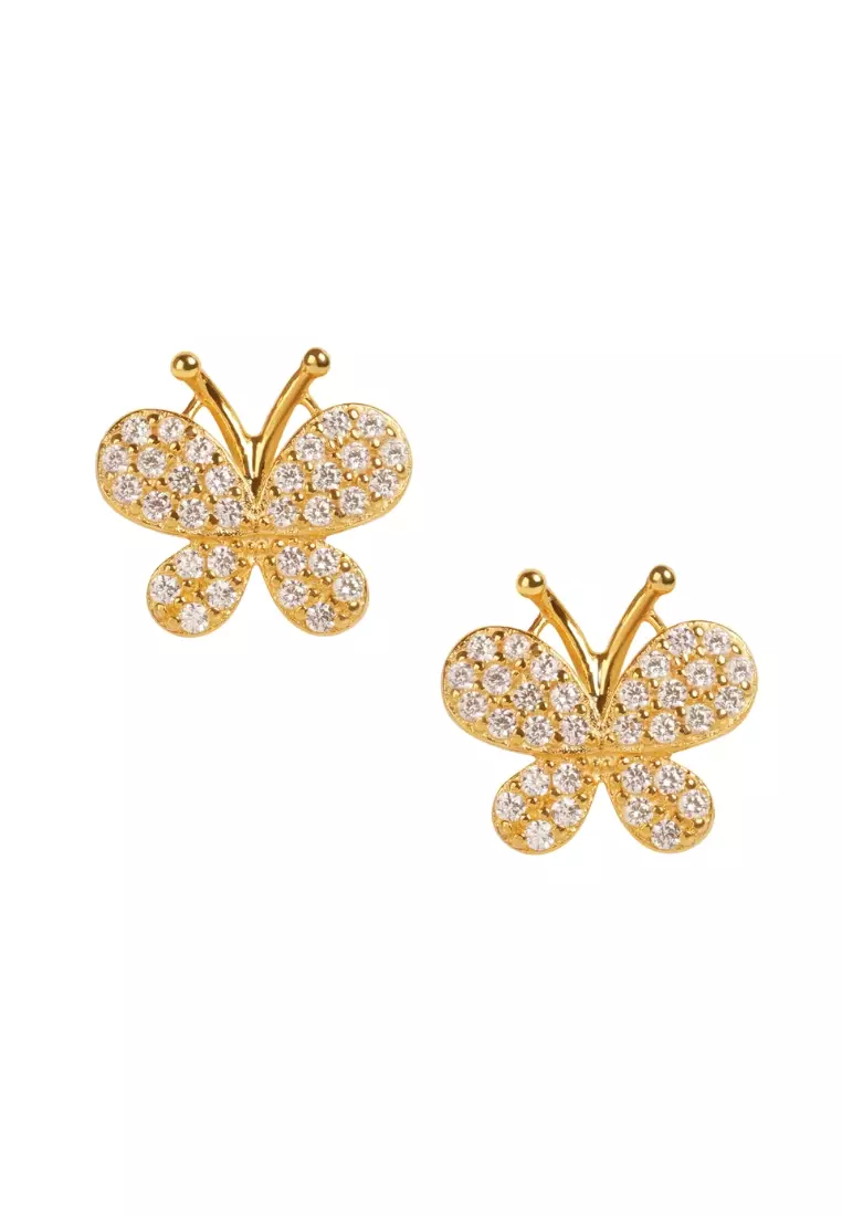 Butterfly Pea Studs 18k Gold