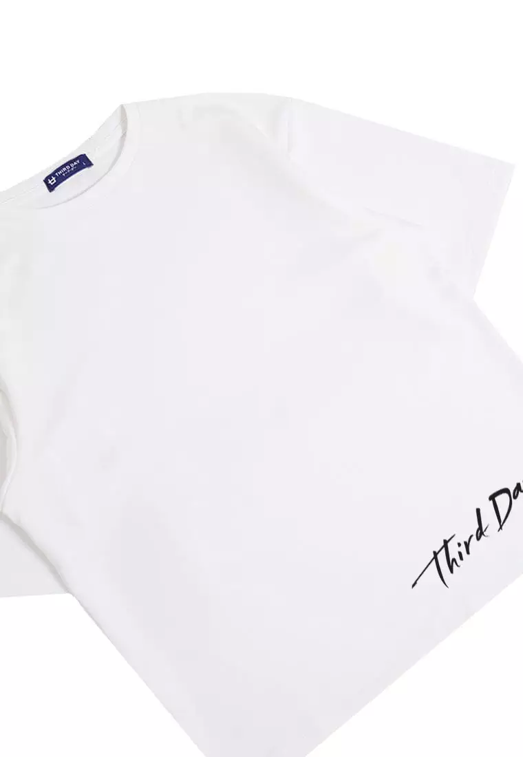 MTT81 kaos oversized estetik bahan tebal scubalux "thirdday long sign" putih