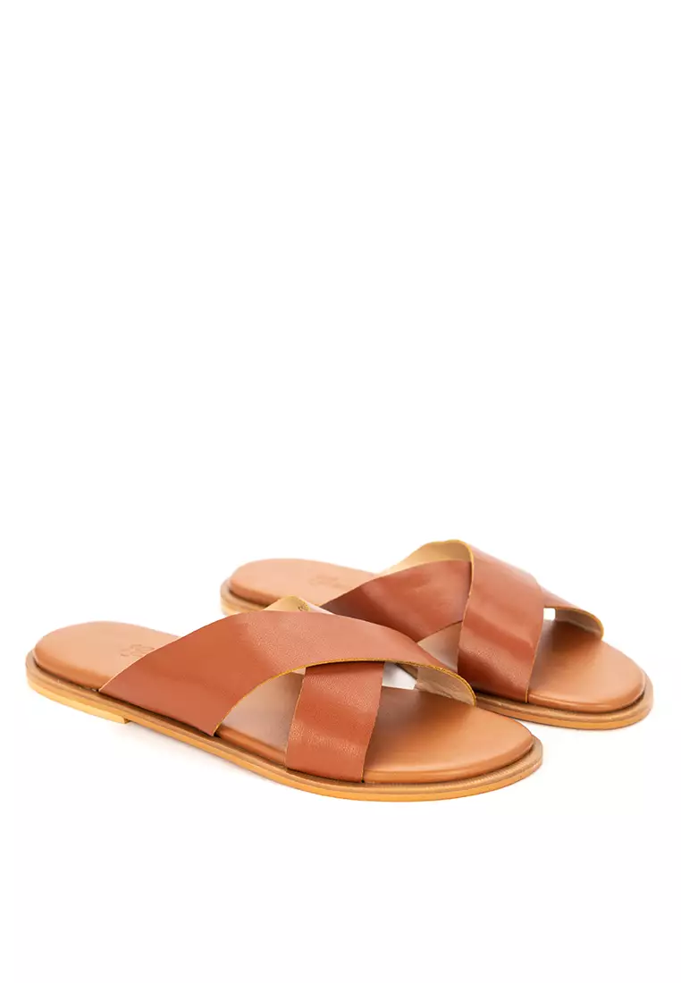 Cross Strap Flat Sandals