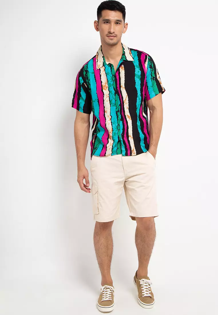 Nade Japan NTA50 Kemeja MOC Men Open Collar salur tosca