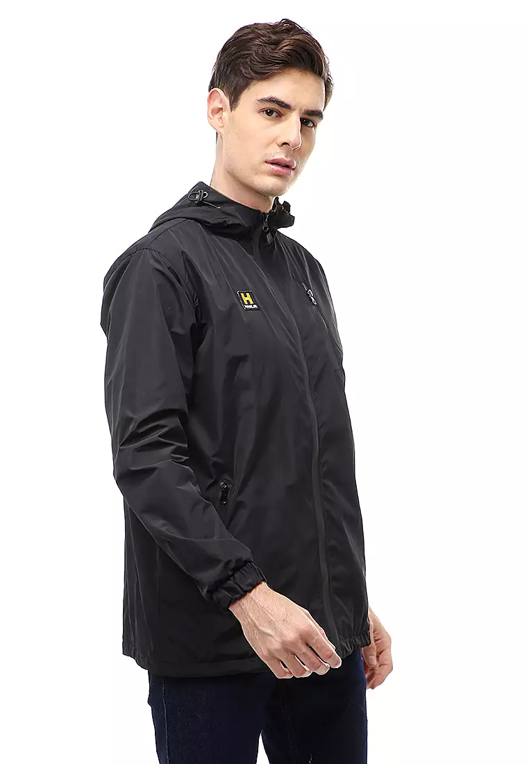 Clover Outerwear Jacket Hoodie Pria Waterproof Anti Air Material Taslan ORIGINAL - Black