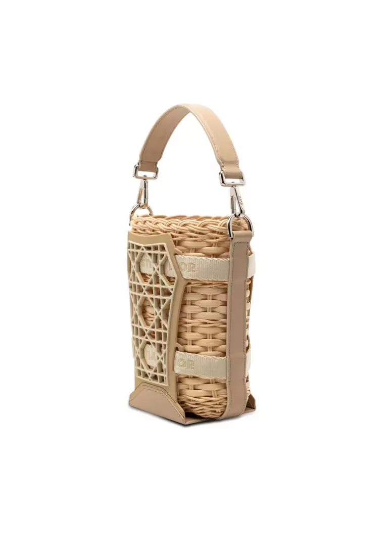 Pre-Loved Dior Raffia And Leather Sahara Wicker Basket Bucket Bag