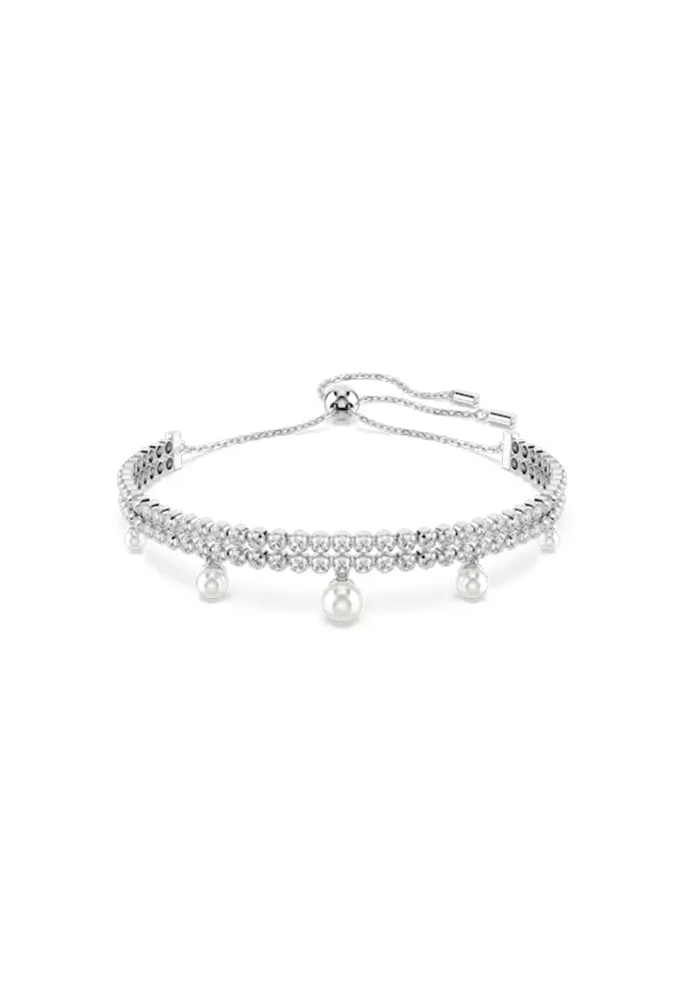 Ariana Grande X Swarovski Bracelet, Crystal Pearl, Round Cut, White, Rhodium Plated
