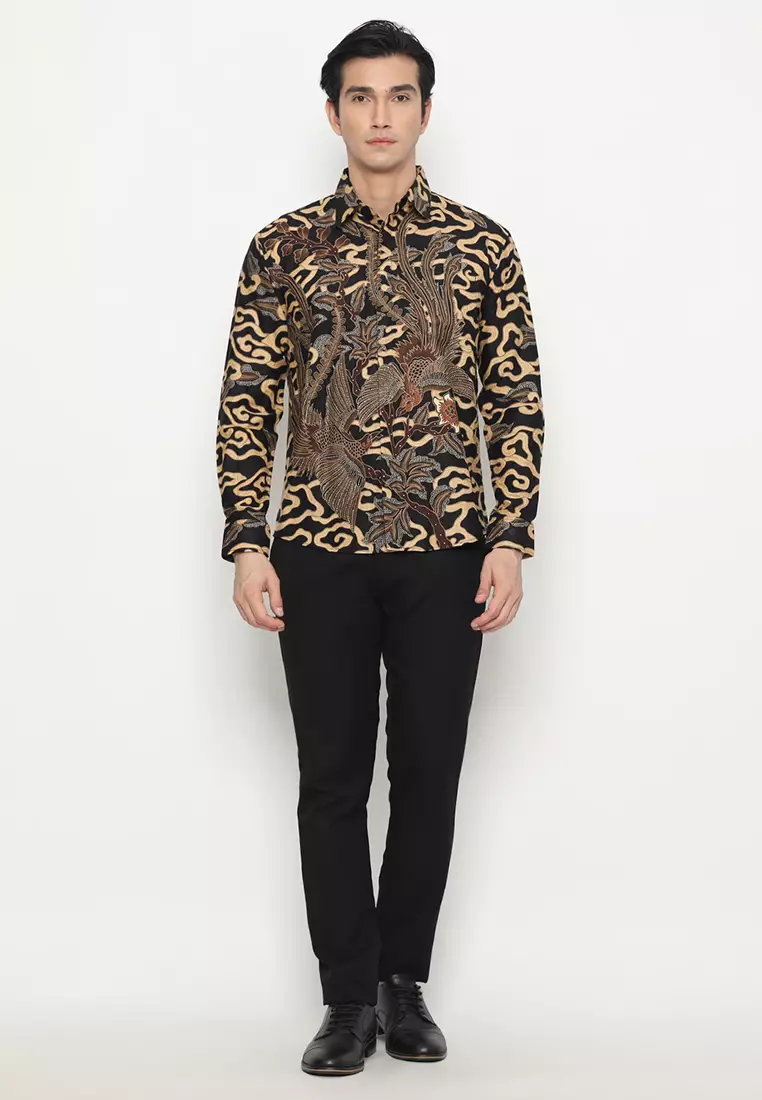Kemeja Batik Pria Reswara - Black/Brown