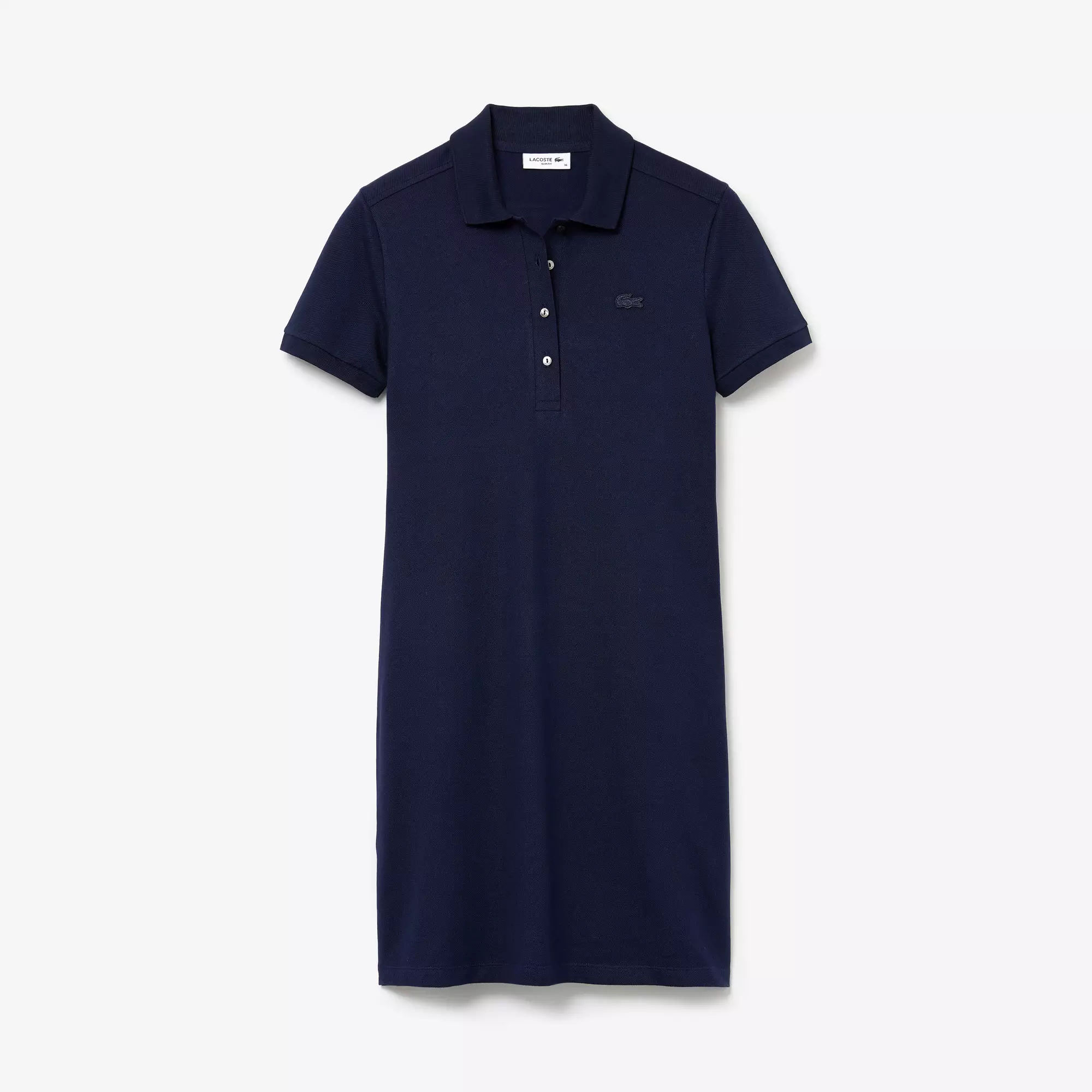 Women's Stretch Cotton Piqué Polo Dress - Navy - Navy