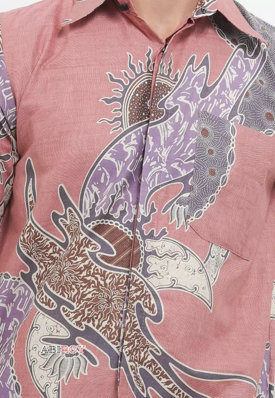 Mahesintra Pink Kemeja Batik Pria Premium Slimfit Lengan Pendek NLN