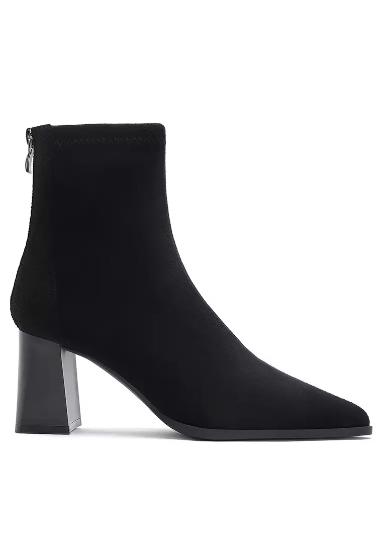 Discount on Twenty Eight Shoes  shoes - SKU: 7cm Pointed Toe Suede Fabric Ankle Boots 970-3