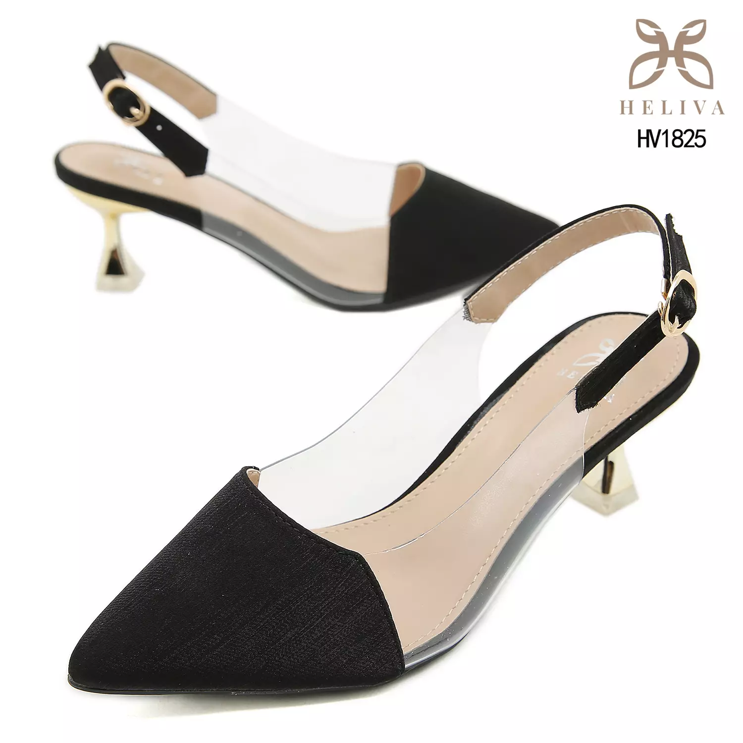 Heliva Raisa High Heels Crystal Satin Sling Back Sol 5.5cm