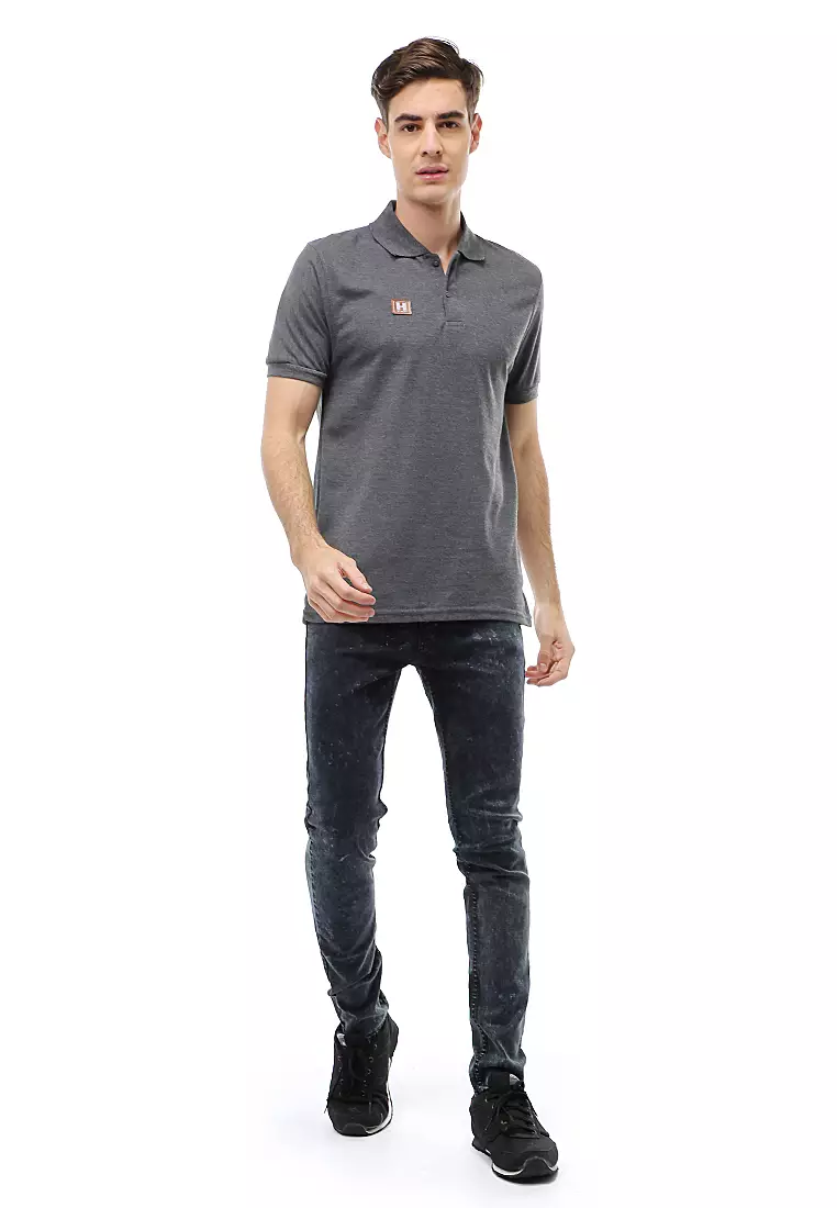 Jack Atasan Formal Pria T-Shirt Kaos Polo Polos Lengan Pendek Material Cotton ORIGINAL - Dark Gray